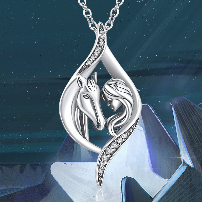 1pc Hollow Geometric Pendant Necklace With Girl & Horse Detail, Exquisite New Year Party Anniversary Gift For Animal Lovers
1pc Hollow Geometric Pendant Necklace With Girl & Horse Detail, Exquisite New Year Party Anniversary Gift For Animal Lovers