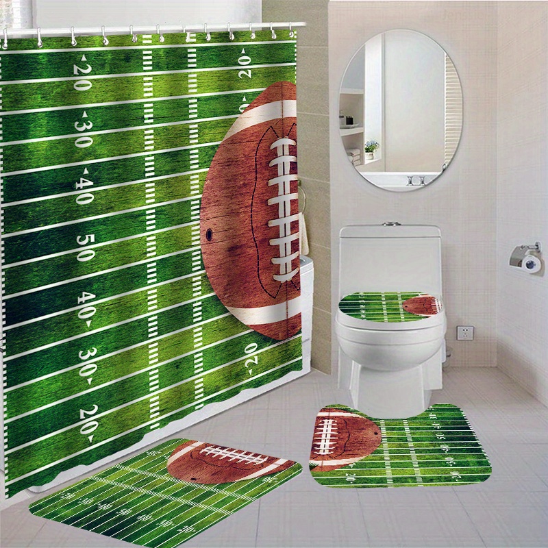 1/4pcs Rugby Shower Curtain Set, Shower Curtain 12 , Bath Mat, U-shaped Mat, Mat, Bathroom Decor Accessories
1/4pcs Rugby Shower Curtain Set, Shower Curtain 12 , Bath Mat, U-shaped Mat, Mat, Bathroom Decor Accessories