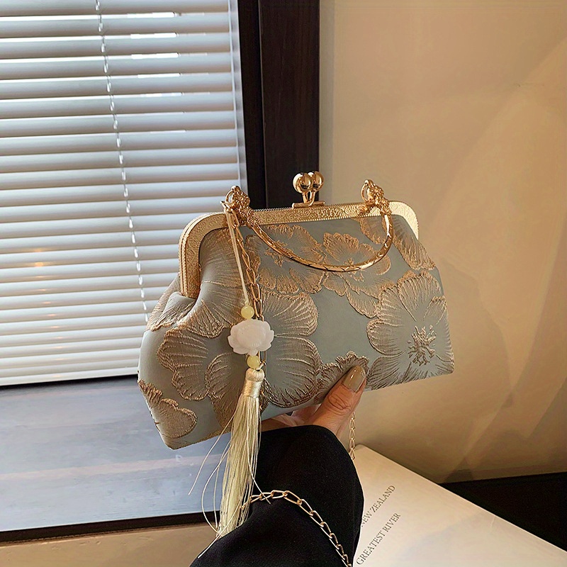 2024 Classic Chinese Style Shoulder Chain Bag, Elegant Kiss-lock Crossbody Bag With Tassel Decor For Women
2024 Classic Chinese Style Shoulder Chain Bag, Elegant Kiss-lock Crossbody Bag With Tassel Decor For Women