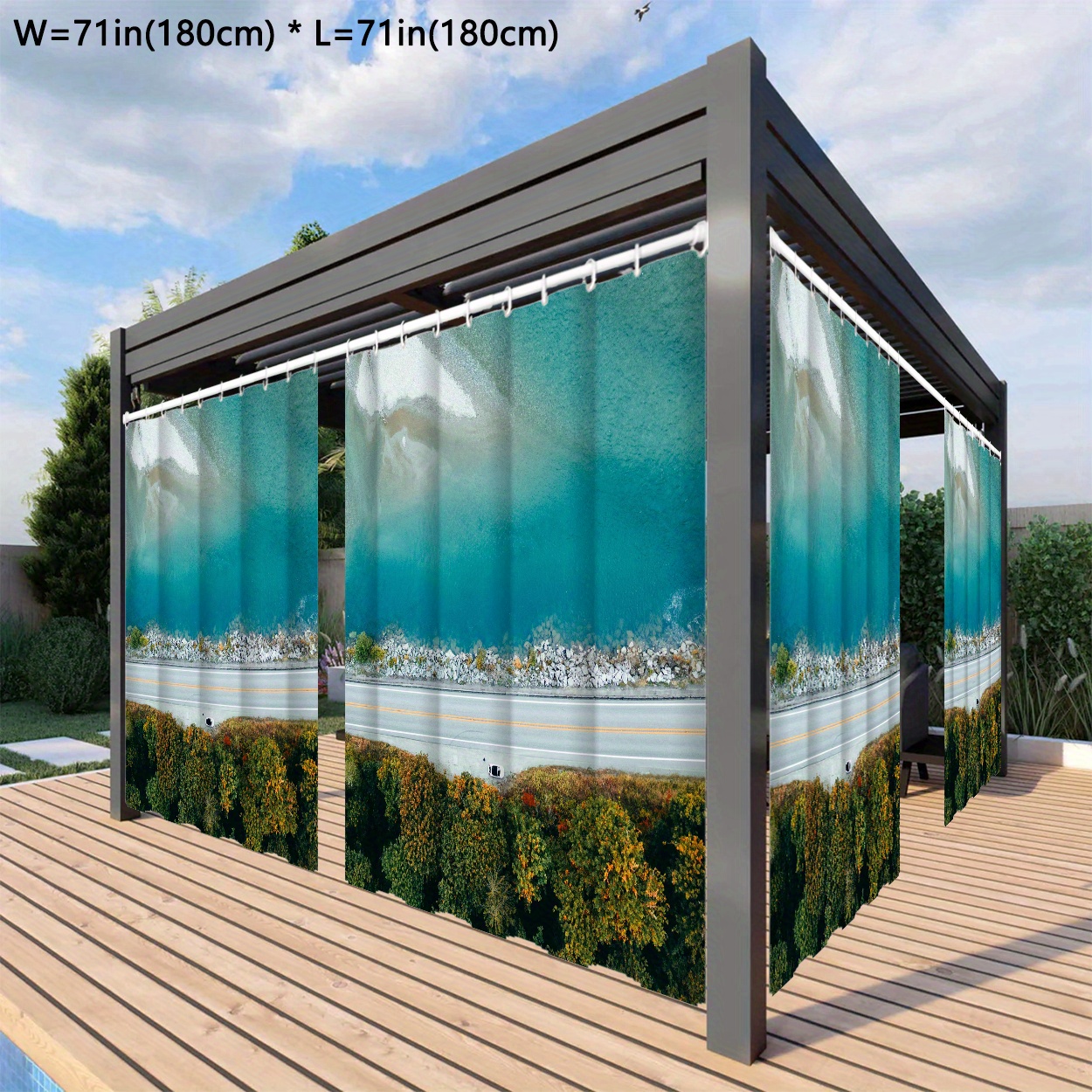 Waterproof Outdoor Curtain With Modern Landscape Design - Perfect For Patios, Gazebos & | Includes Hooks, Machine Washable Polyester
Waterproof Outdoor Curtain With Modern Landscape Design - Perfect For Patios, Gazebos & | Includes Hooks, Machine Washable Polyester