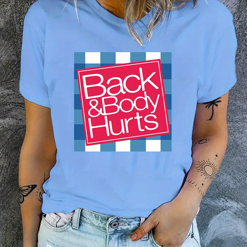 Women's "back & Body " Graphic Tee - Casual Round Neck, Light Gray With Checkered Design, 100% Polyester, Machine Washable - Summer
Women's "back & Body " Graphic Tee - Casual Round Neck, Light Gray With Checkered Design, 100% Polyester, Machine Washable - Summer