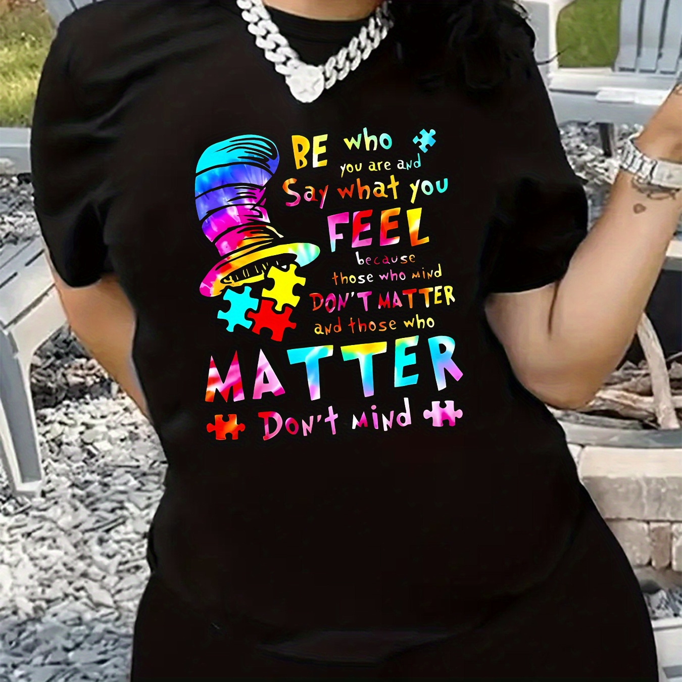 Plus Size Puzzle Print Two-piece Set, Crew Neck Short Sleeve Top & Shorts Outfits, Women's Plus Size clothing
Plus Size Puzzle Print Two-piece Set, Crew Neck Short Sleeve Top & Shorts Outfits, Women's Plus Size clothing