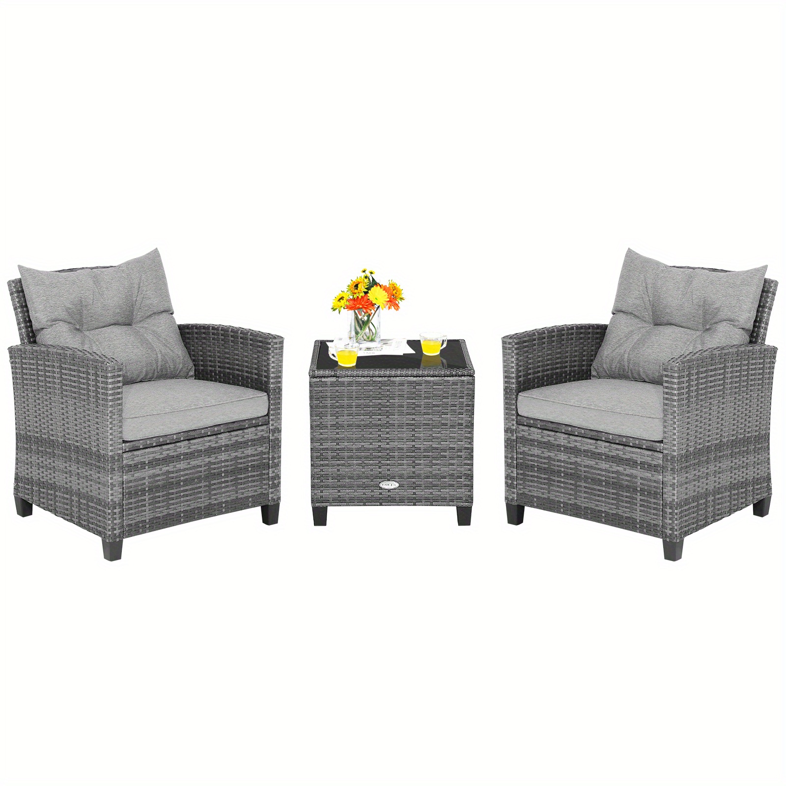 Lifezeal 3pcs Patio Rattan Furniture Bistro Set Cushioned Sofas Side Table Armrest Grey
Lifezeal 3pcs Patio Rattan Furniture Bistro Set Cushioned Sofas Side Table Armrest Grey