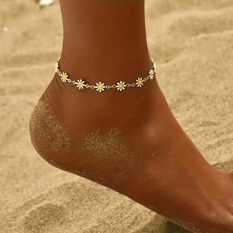 1pc Cute Chrysanthemum Daisy Chain Anklet, Perfect For Summer Daily Accessories For Teenagers Girls, Ideal Choice For Gifts
1pc Cute Chrysanthemum Daisy Chain Anklet, Perfect For Summer Daily Accessories For Teenagers Girls, Ideal Choice For Gifts