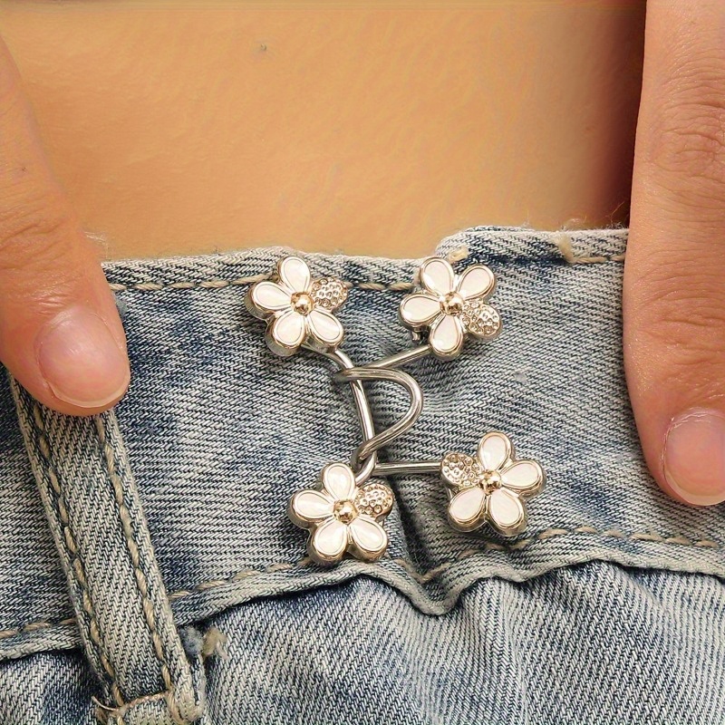 Floral Buckle Waist Tightener: Detachable Waist Buttons For Pants - No Sewing Required - Aluminum Material
Floral Buckle Waist Tightener: Detachable Waist Buttons For Pants - No Sewing Required - Aluminum Material