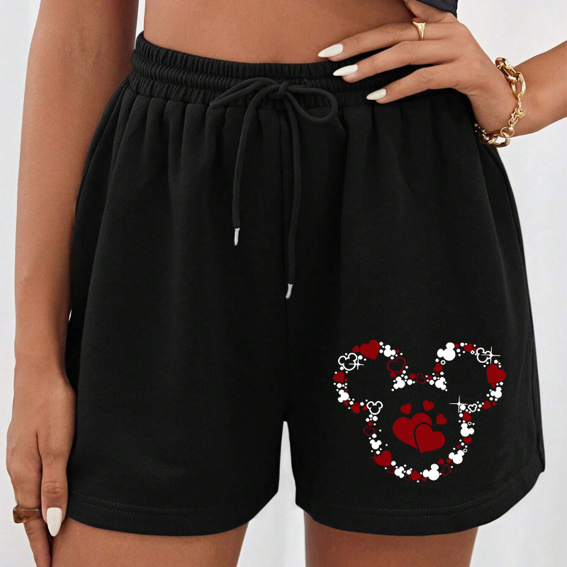 Women's Casual Summer Fashion Shorts - Elastic Waist, Drawstring Mouse Heart Print, Athletic Lounge Wear
Women's Casual Summer Fashion Shorts - Elastic Waist, Drawstring Mouse Heart Print, Athletic Lounge Wear