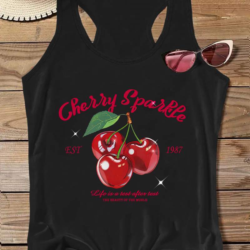 Plus Size Cherry Print Tank Top, Casual Crew Neck Sleeveless Tank Top For Summer, Women's Plus Size clothing
Plus Size Cherry Print Tank Top, Casual Crew Neck Sleeveless Tank Top For Summer, Women's Plus Size clothing