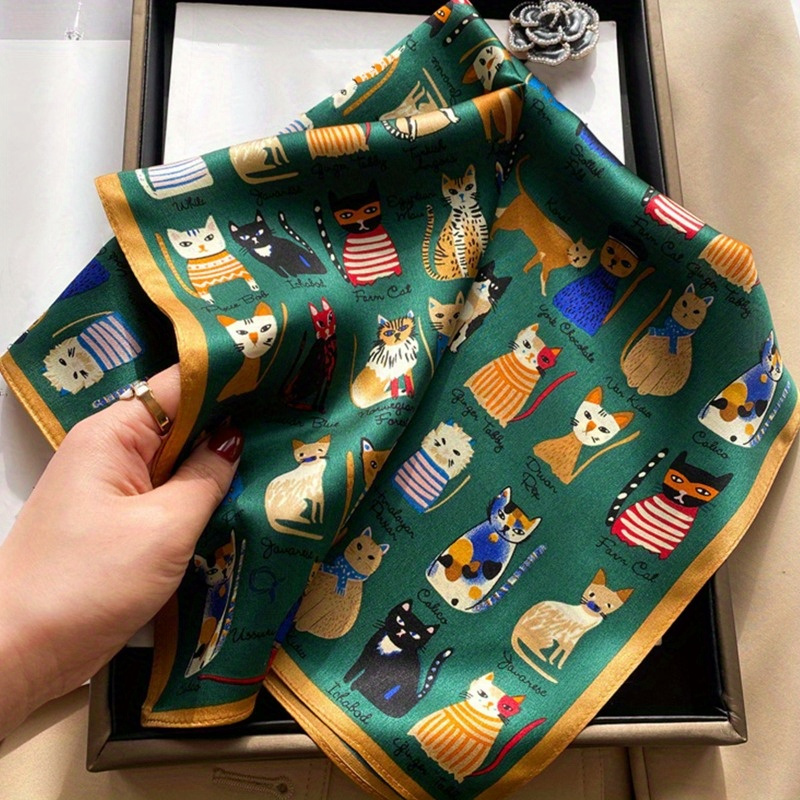 Vintage Green Cat Print Scarf: Breathable, Windproof, And Sun-resistant - Perfect For Casual Outings
Vintage Green Cat Print Scarf: Breathable, Windproof, And Sun-resistant - Perfect For Casual Outings