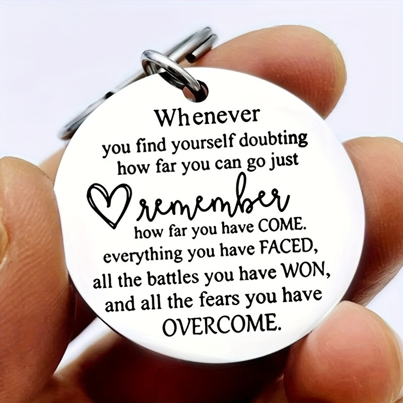 1pc Inspirational Stainless Steel Keychain With Engraved Motivational Quote - Perfect Gift For Men, Birthday, Christmas, Anniversary, Or Thanksgiving, Motivational Gift | Elegant Design | Keyring
1pc Inspirational Stainless Steel Keychain With Engraved Motivational Quote - Perfect Gift For Men, Birthday, Christmas, Anniversary, Or Thanksgiving, Motivational Gift | Elegant Design | Keyring
