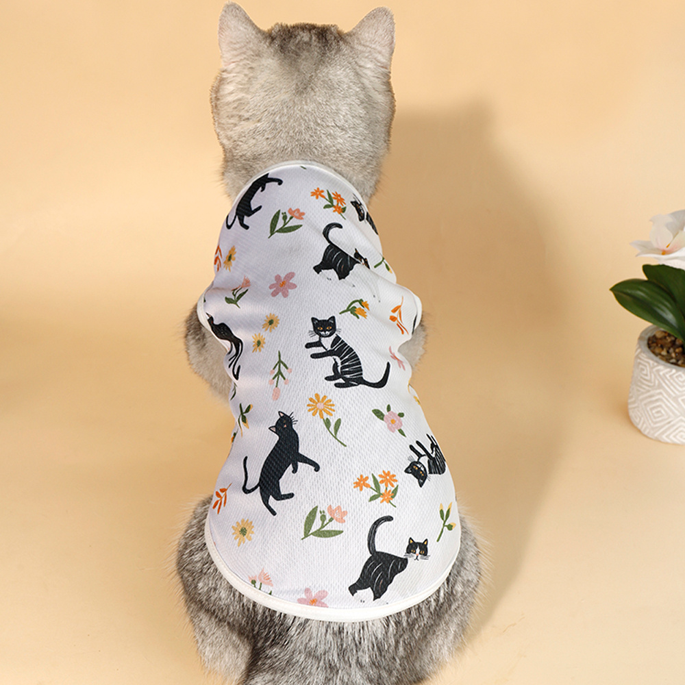 Lightweight Breathable Pet Vest For - Summer Sleeveless Top With Black Cat And Floral Pattern, Polyester Knit, Ideal For All Breeds, Cat Vest
Lightweight Breathable Pet Vest For - Summer Sleeveless Top With Black Cat And Floral Pattern, Polyester Knit, Ideal For All Breeds, Cat Vest