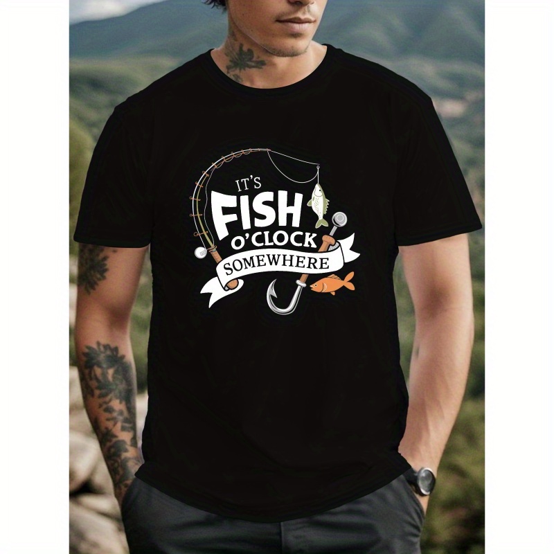 Plus Size Fishing Print T-shirt, Men's Casual Comfy Breathable Short Sleeve Tee, Men's Clothing For Summer Outdoors
Plus Size Fishing Print T-shirt, Men's Casual Comfy Breathable Short Sleeve Tee, Men's Clothing For Summer Outdoors