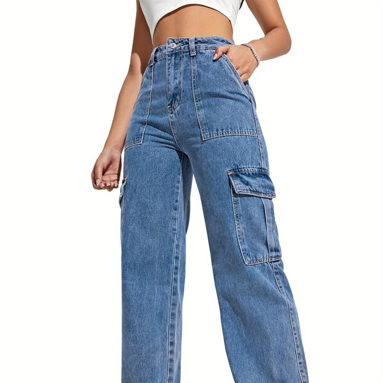 Women's Cargo Denim Pants High Waisted Jeans Straight Leg Y2k Streetwear Trousers S For Women
Women's Cargo Denim Pants High Waisted Jeans Straight Leg Y2k Streetwear Trousers S For Women