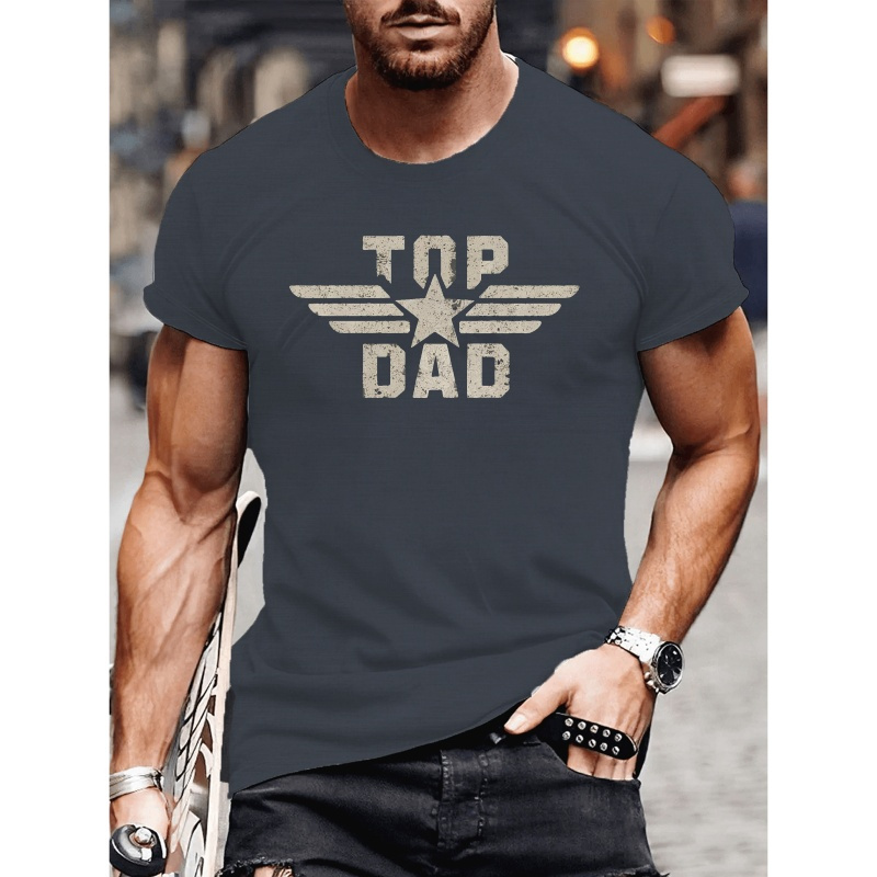 Star Graphic Top Dad Letter Print Men's Crew Neck Short Sleeve Tees, Trendy T-shirt, Casual Comfortable Versatile Top For Summer
Star Graphic Top Dad Letter Print Men's Crew Neck Short Sleeve Tees, Trendy T-shirt, Casual Comfortable Versatile Top For Summer