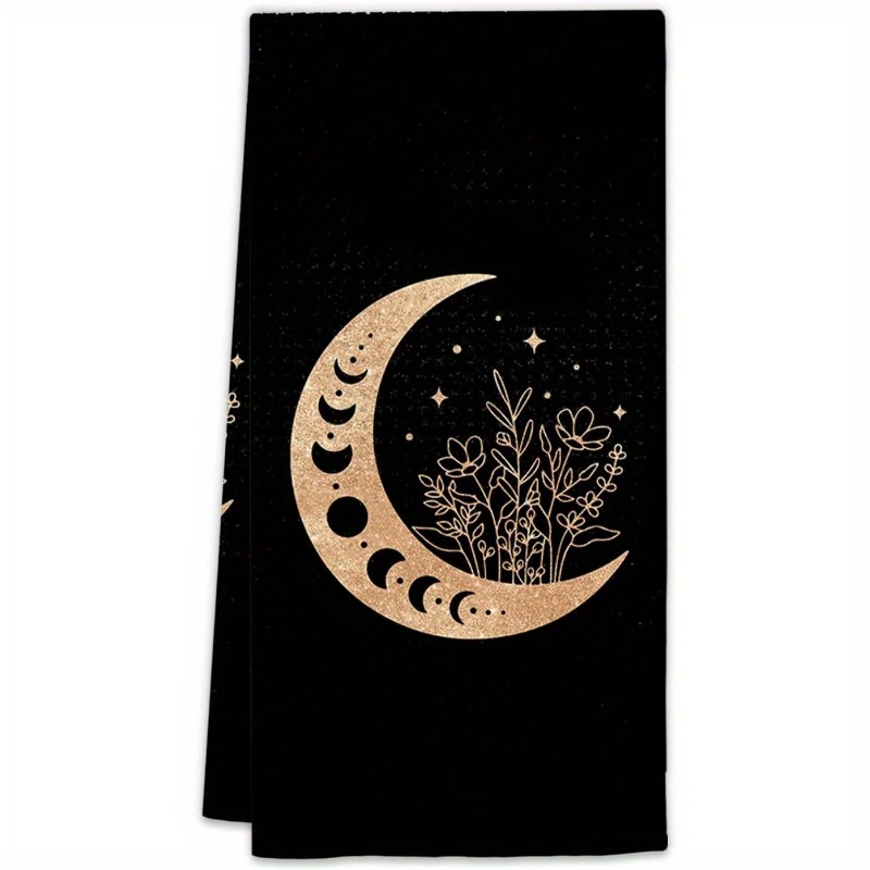 Ultra-soft Black & Golden Moon Kitchen Towel - Bohemian Style, Machine Washable, Polyester Blend, 18x26 Inches
Ultra-soft Black & Golden Moon Kitchen Towel - Bohemian Style, Machine Washable, Polyester Blend, 18x26 Inches