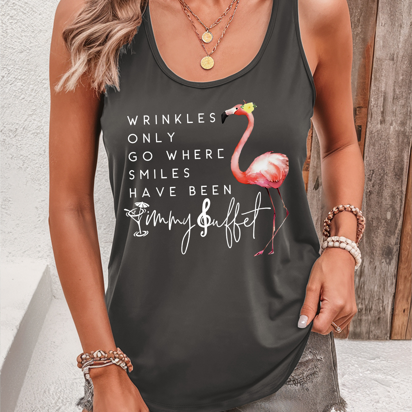 Flamingo & Letter Print Tank Top, Sleeveless Crew Neck Casual Top For Summer & Spring, Women's Clothing
Flamingo & Letter Print Tank Top, Sleeveless Crew Neck Casual Top For Summer & Spring, Women's Clothing