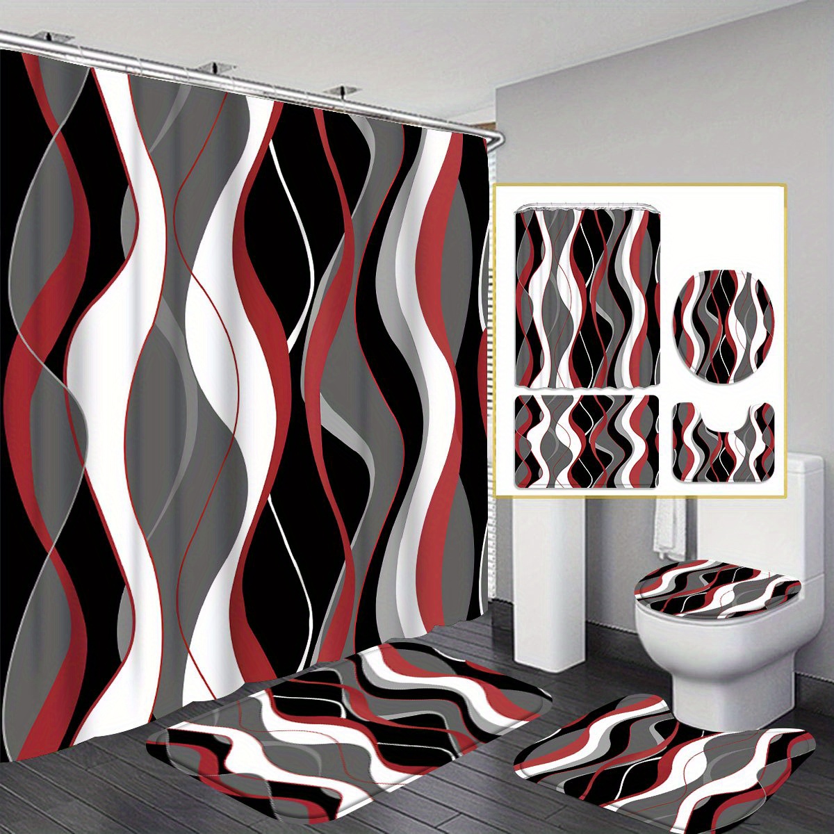 1pcs/4pcs Candy Strip Shower Curtain Gift Modern Home Bathroom Decoration Curtain And Toilet Floor Mat 3-piece Set With 12 Shower Curtain Hooks
1pcs/4pcs Candy Strip Shower Curtain Gift Modern Home Bathroom Decoration Curtain And Toilet Floor Mat 3-piece Set With 12 Shower Curtain Hooks