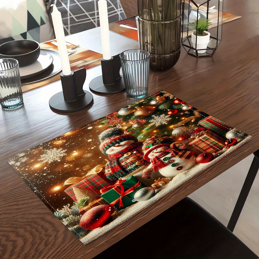 4pcs Set Chic Christmas Themed Linen Placemats - Heat Resistant, Washable Table Mats For Holiday Dining & Party Decor
4pcs Set Chic Christmas Themed Linen Placemats - Heat Resistant, Washable Table Mats For Holiday Dining & Party Decor