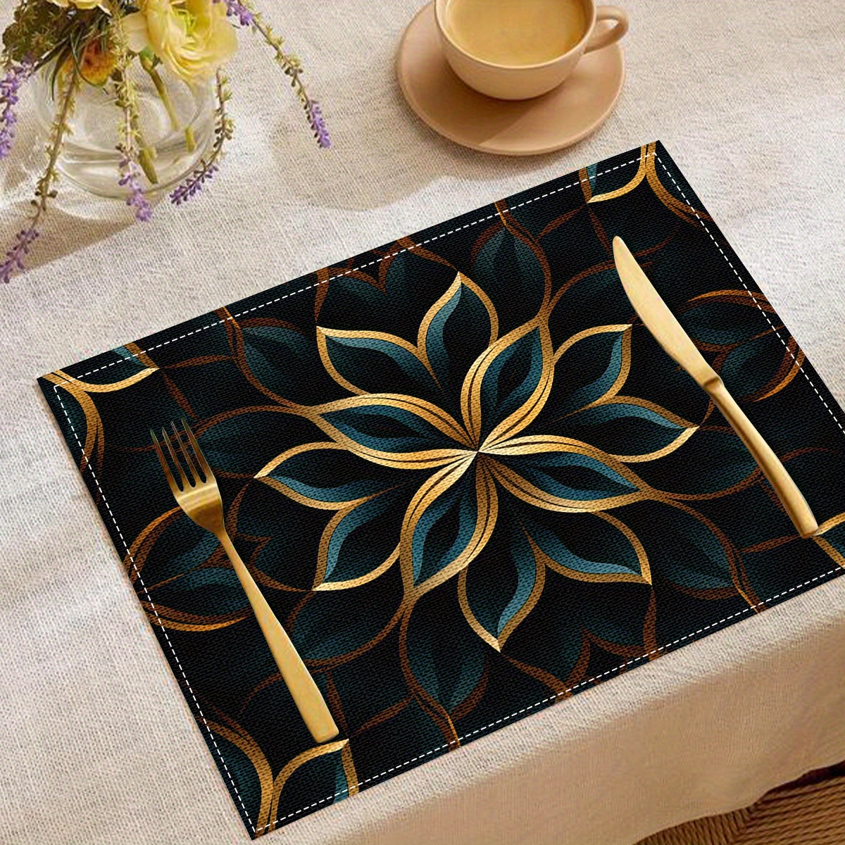 Luxury Printed Linen Placemats 2/4 Pack - Woven, Heat Resistant, Square Table Mats For Dining - Hand Wash Only, Elegant Decorative Pattern, Ideal For Home Use
Luxury Printed Linen Placemats 2/4 Pack - Woven, Heat Resistant, Square Table Mats For Dining - Hand Wash Only, Elegant Decorative Pattern, Ideal For Home Use