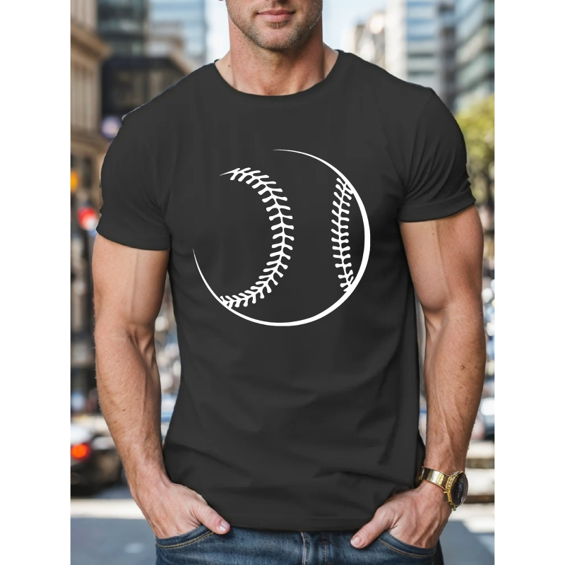 Baseball Line Pattern Print Men's Summer T-shirt, Versatile Breathable Crew Neck Top, Comfy Casual Short Sleeve Clothing For Outdoor Wear
Baseball Line Pattern Print Men's Summer T-shirt, Versatile Breathable Crew Neck Top, Comfy Casual Short Sleeve Clothing For Outdoor Wear