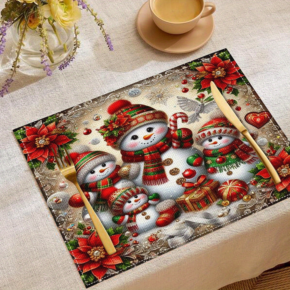 4-piece Set Christmas-themed Linen Placemats - Heat-resistant, Washable Table Mats For Holiday Dining & Decor
4-piece Set Christmas-themed Linen Placemats - Heat-resistant, Washable Table Mats For Holiday Dining & Decor