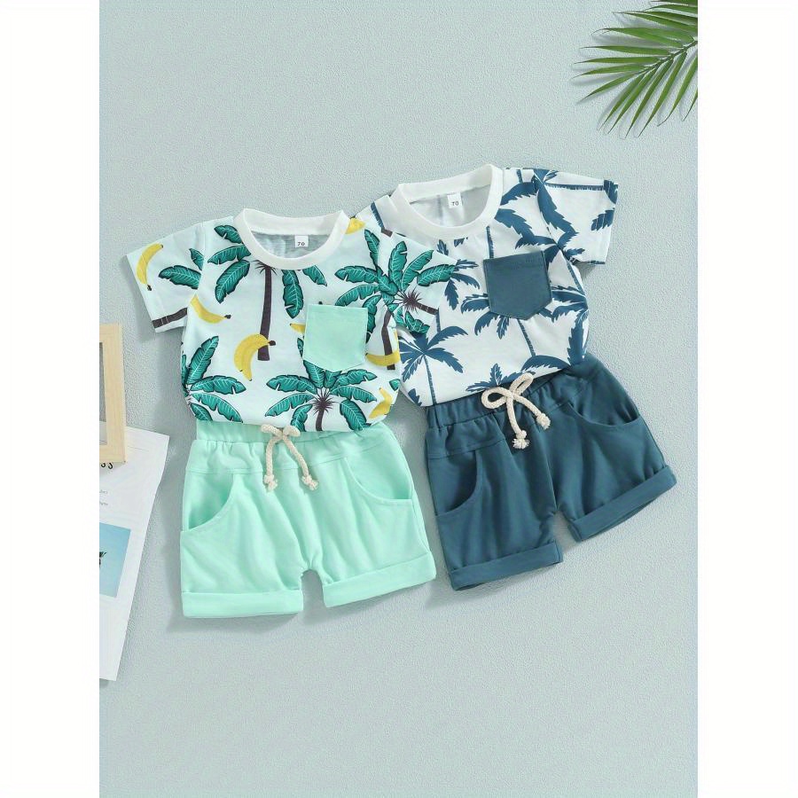 Infant Boy Summer 2pcs Clothes Suits Tree Print Short Sleeve Crew Neck T-shirts And Elastic Waist Shorts
Infant Boy Summer 2pcs Clothes Suits Tree Print Short Sleeve Crew Neck T-shirts And Elastic Waist Shorts