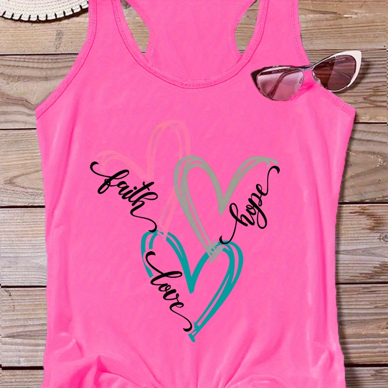 Women's Trendy Heart & Letter Print Top - Crew Neck, Sleeveless, Breathable Polyester - Summer Sports & Casual Wear
Women's Trendy Heart & Letter Print Top - Crew Neck, Sleeveless, Breathable Polyester - Summer Sports & Casual Wear