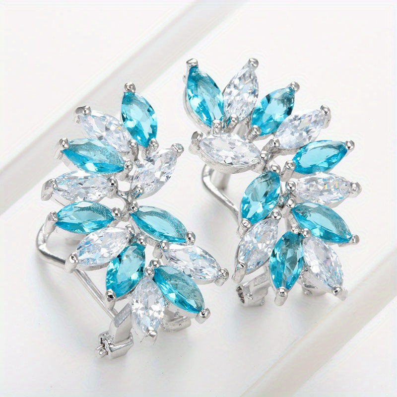 2pcs/pair Elegant Fashion Blue Cubic Zirconia Flower Ear Dangle Drop Earrings Women's Jewelry Party Gifts
2pcs/pair Elegant Fashion Blue Cubic Zirconia Flower Ear Dangle Drop Earrings Women's Jewelry Party Gifts