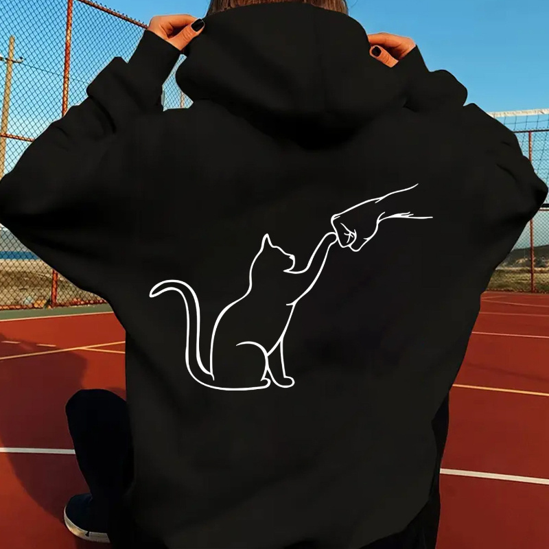 Cat Print Kangaroo Pocket Hoodie, Casual Long Sleeve Drawstring Hooded Sweatshirt For Fall & Winter, Women's Clothing
Cat Print Kangaroo Pocket Hoodie, Casual Long Sleeve Drawstring Hooded Sweatshirt For Fall & Winter, Women's Clothing