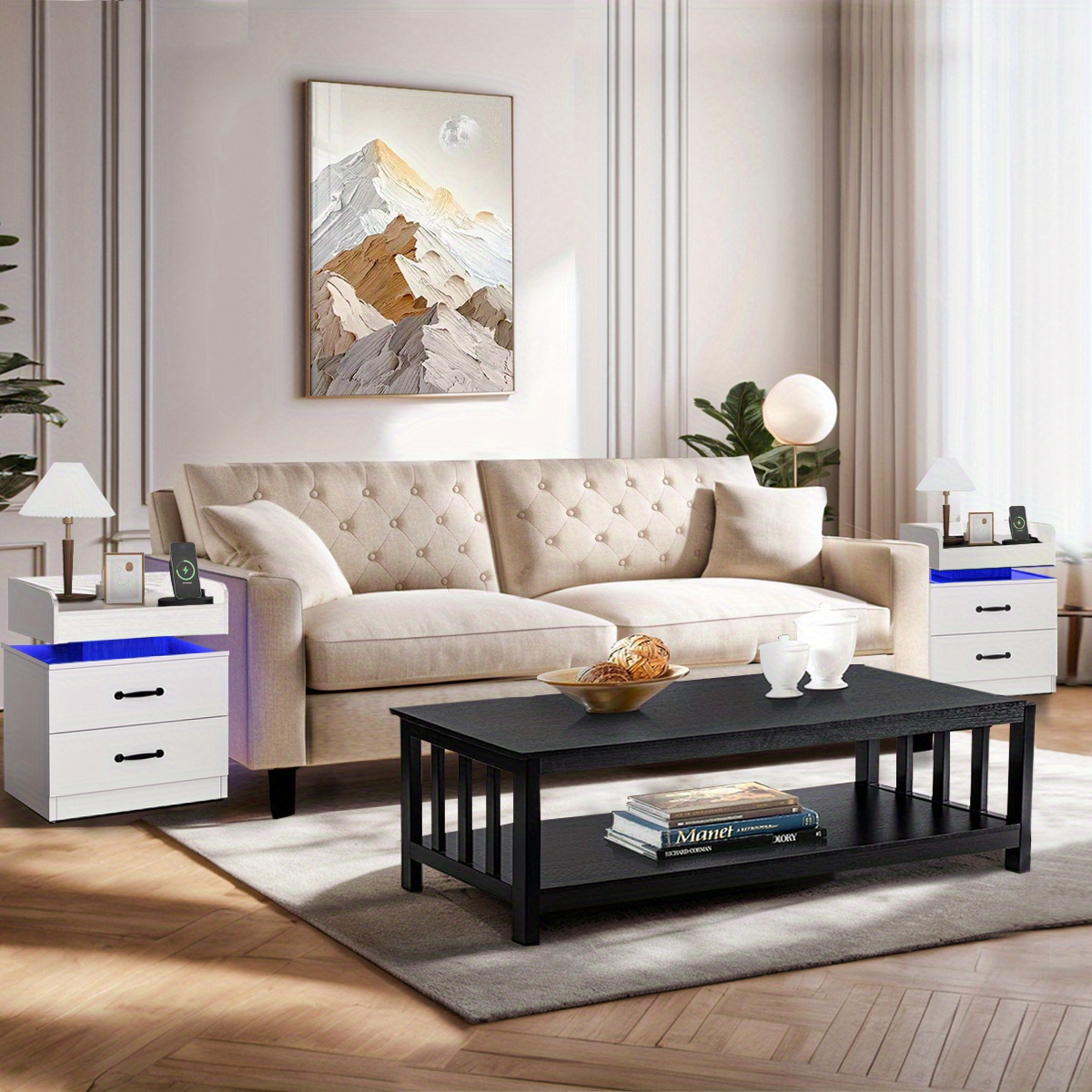 Black Nightstand With Charging Station, Night Stand With Led Lights, Modern Led End Table Nightstand For Bedroom, Bedside Table Drawers, Bed Side Table With Storage For Living Room
Black Nightstand With Charging Station, Night Stand With Led Lights, Modern Led End Table Nightstand For Bedroom, Bedside Table Drawers, Bed Side Table With Storage For Living Room