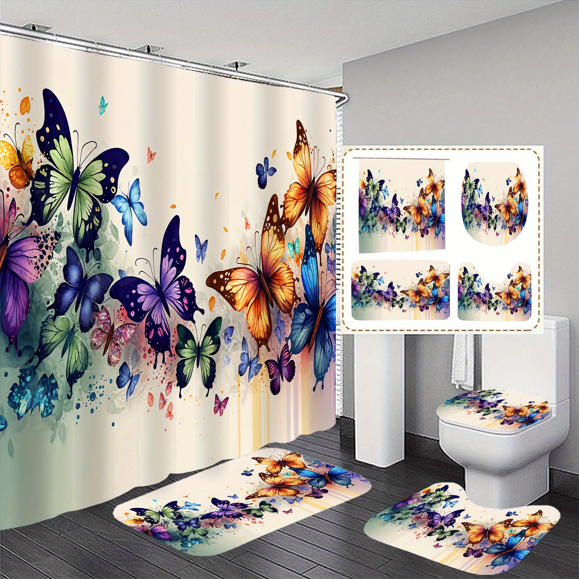 1pc/3pcs Bathroom Shower Curtain + Mat Set, 12 , Polyester , Bathroom Mat, U-shaped Mat, Mat, Bathroom , Decoration, Decoration
1pc/3pcs Bathroom Shower Curtain + Mat Set, 12 , Polyester , Bathroom Mat, U-shaped Mat, Mat, Bathroom , Decoration, Decoration