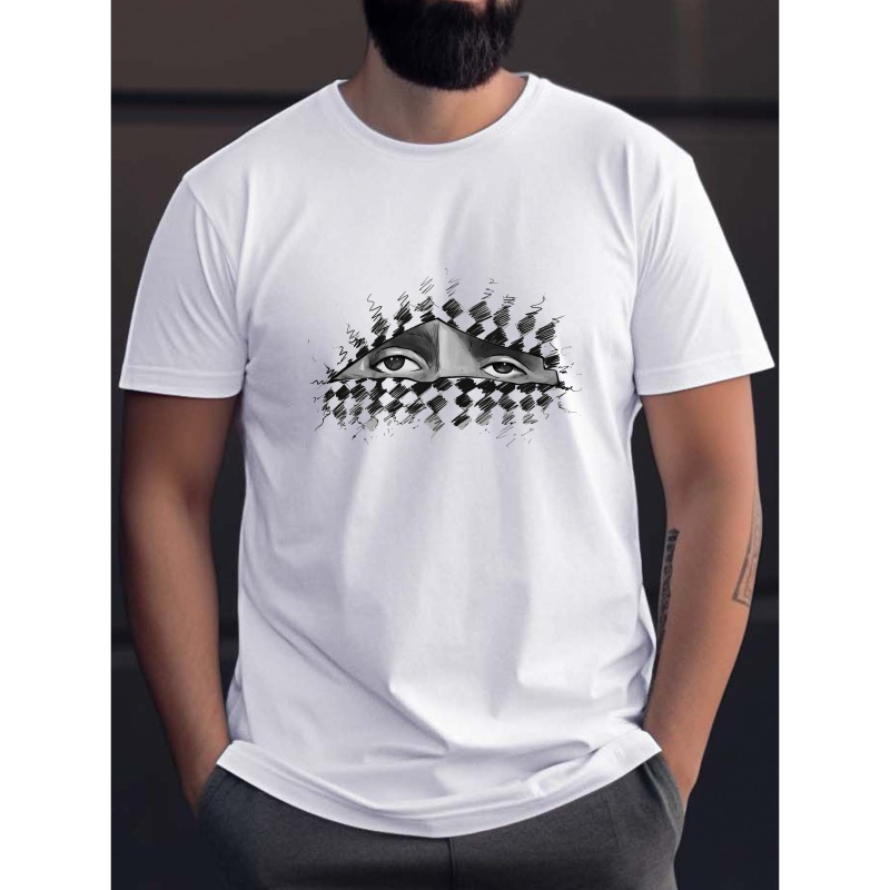 Men's Casual Short Sleeve T-shirt With Geometric Print - Breathable Polyester, Machine Washable, Round Neck - Summer
Men's Casual Short Sleeve T-shirt With Geometric Print - Breathable Polyester, Machine Washable, Round Neck - Summer