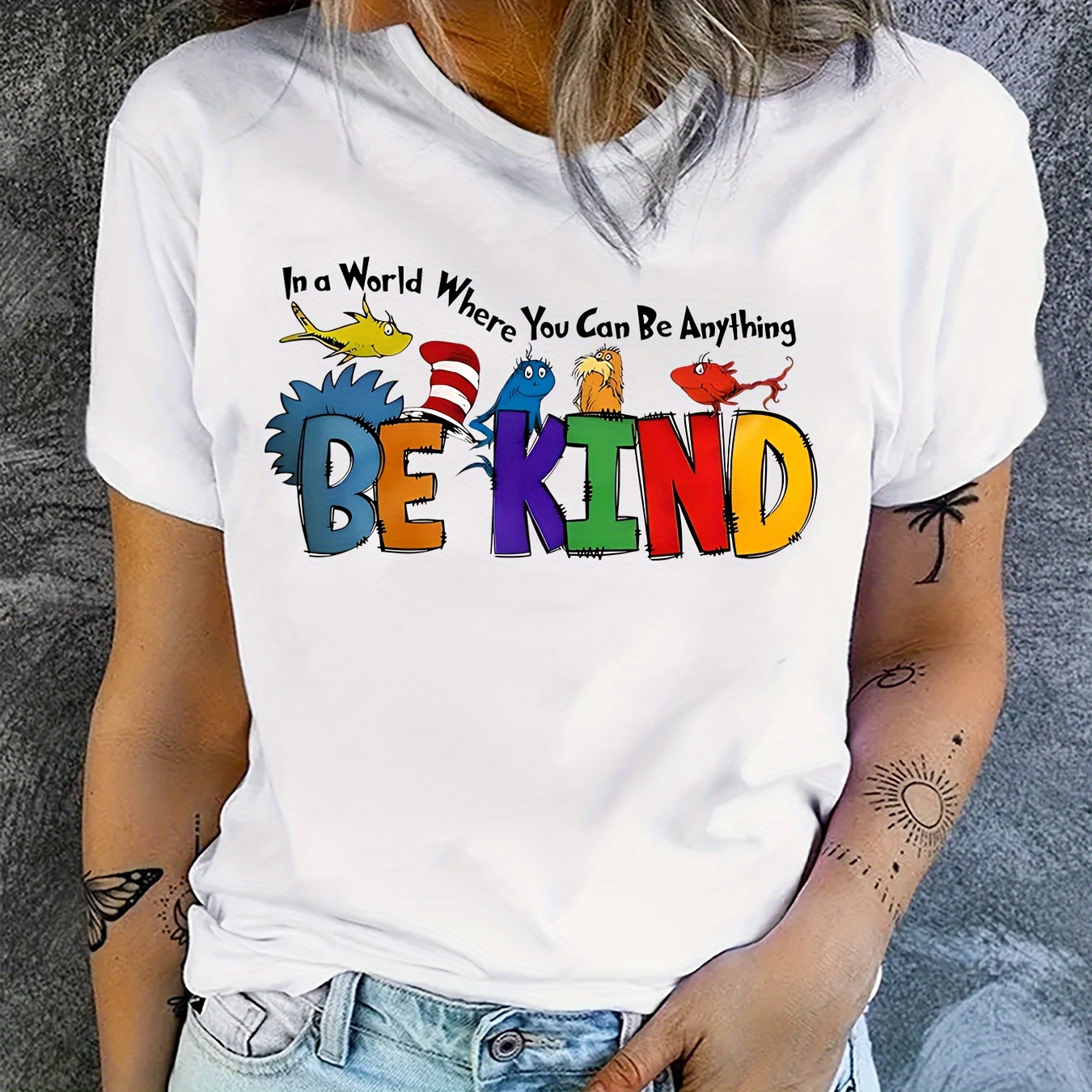 Be Kind Print Crew Neck T-shirt, Casual Short Sleeve T-shirt For Spring & Summer, Women's Clothing
Be Kind Print Crew Neck T-shirt, Casual Short Sleeve T-shirt For Spring & Summer, Women's Clothing