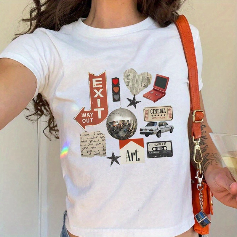 Y2k Graphic Print T-shirt, Short Sleeve Crew Neck Casual Top For Summer & Spring, Women's Clothing
Y2k Graphic Print T-shirt, Short Sleeve Crew Neck Casual Top For Summer & Spring, Women's Clothing