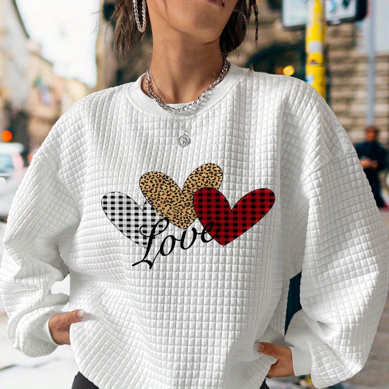 Women's Leopard Heart Sweatshirt - Cozy Knit, Crew Neck Pullover For Fall/winter, Machine Washable
Women's Leopard Heart Sweatshirt - Cozy Knit, Crew Neck Pullover For Fall/winter, Machine Washable