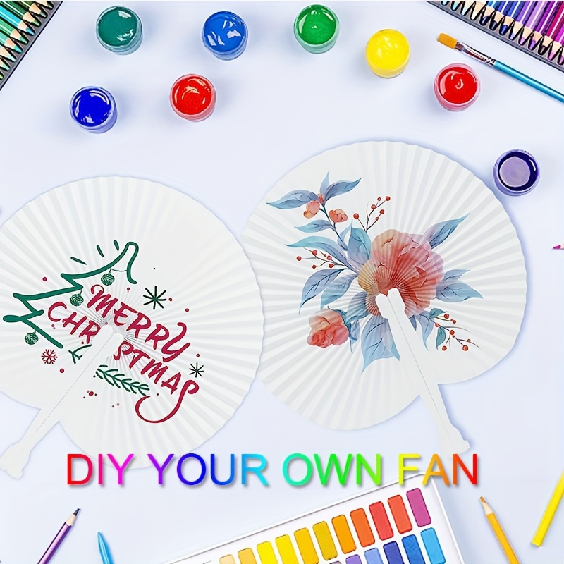Elegant 6pcs White Paper Folding Fan Set - Portable & Round, Ideal For Travel & Weddings
Elegant 6pcs White Paper Folding Fan Set - Portable & Round, Ideal For Travel & Weddings