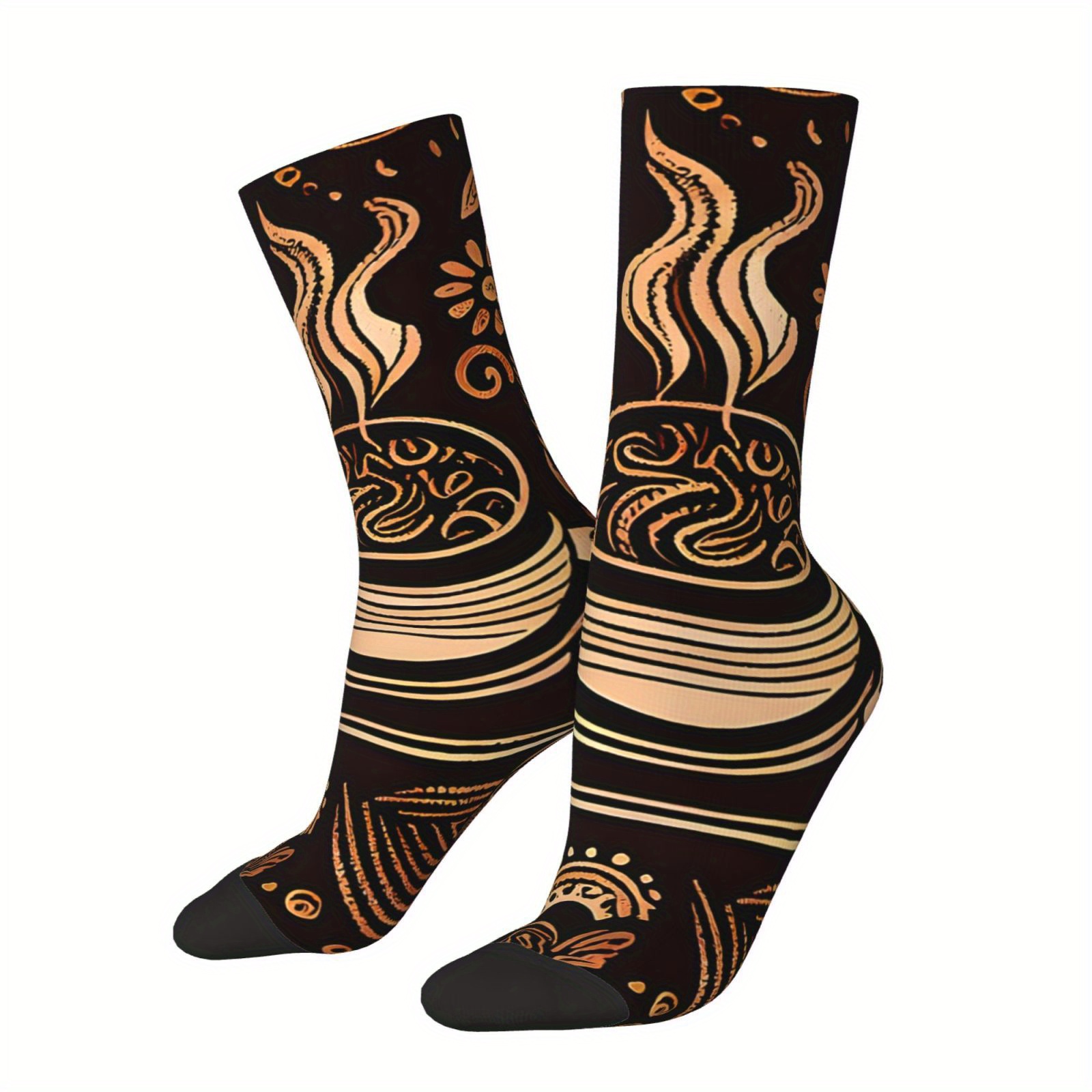 1 Pair Men's Polyester Blend Tube Socks - Hip Hop Harajuku Style With Cartoon Coffee Print - Knit Fabric, Seamless Pattern, Elastic, Casual Crew Socks For Gift
1 Pair Men's Polyester Blend Tube Socks - Hip Hop Harajuku Style With Cartoon Coffee Print - Knit Fabric, Seamless Pattern, Elastic, Casual Crew Socks For Gift
