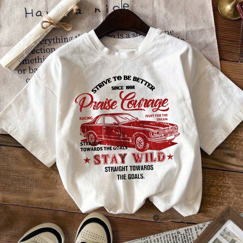 Car Print T-shirt, Short Sleeve Crew Neck Casual Top For Summer & Spring, Women's Clothing
Car Print T-shirt, Short Sleeve Crew Neck Casual Top For Summer & Spring, Women's Clothing