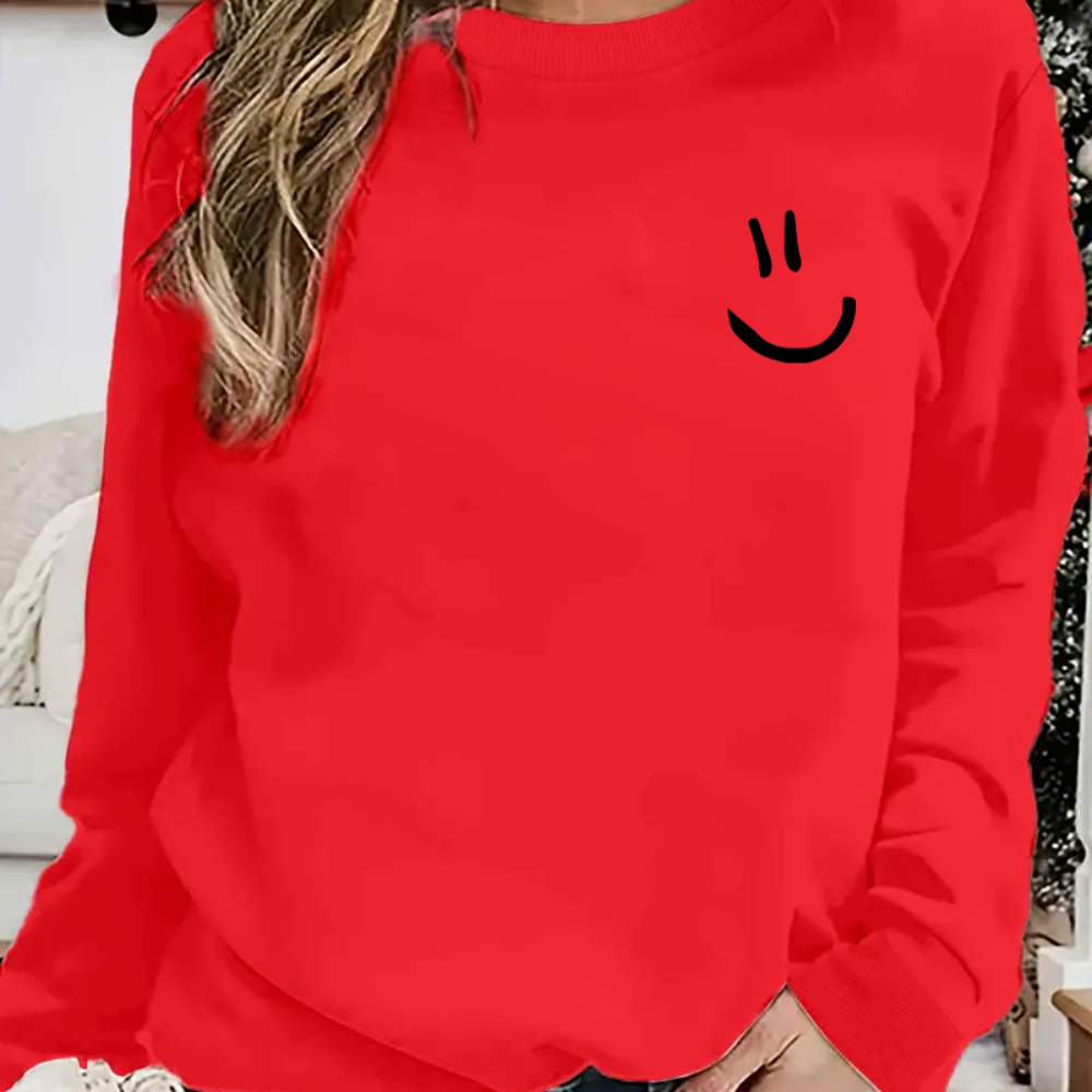 Smile Print Pullover Sweatshirt, Casual Long Sleeve Crew Neck Sweatshirt For Fall & Winter, Women's Clothing
Smile Print Pullover Sweatshirt, Casual Long Sleeve Crew Neck Sweatshirt For Fall & Winter, Women's Clothing
