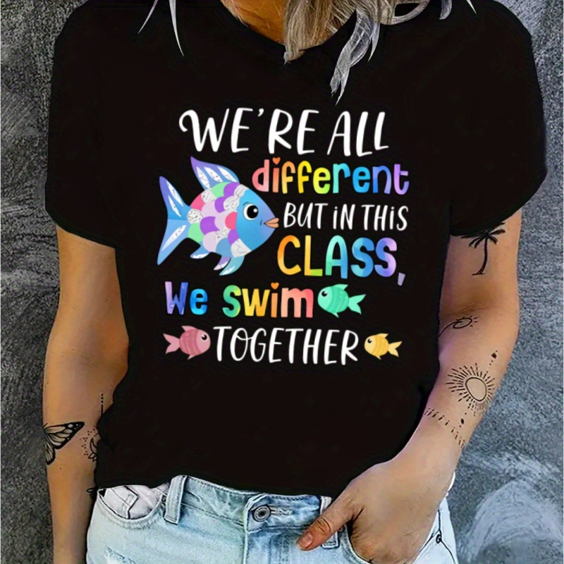 Women's Sports Short Sleeve T-shirt, Comfortable And Stylish, For Sports And Daily Life, Letter And Fish Pattern
Women's Sports Short Sleeve T-shirt, Comfortable And Stylish, For Sports And Daily Life, Letter And Fish Pattern