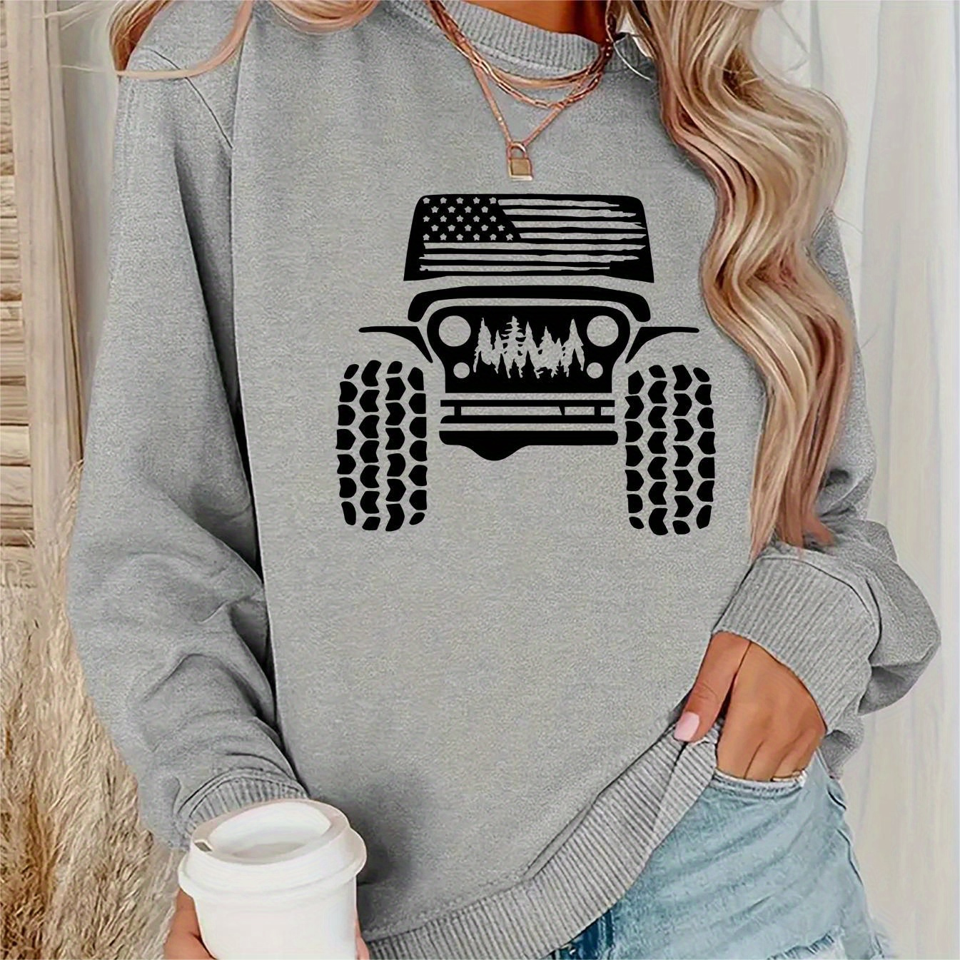 Off-road Vehicle Print Casual Versatile Sweatshirt, Long Sleeve Crew Neck Top For Fall & Spring, Women's Clothing
Off-road Vehicle Print Casual Versatile Sweatshirt, Long Sleeve Crew Neck Top For Fall & Spring, Women's Clothing