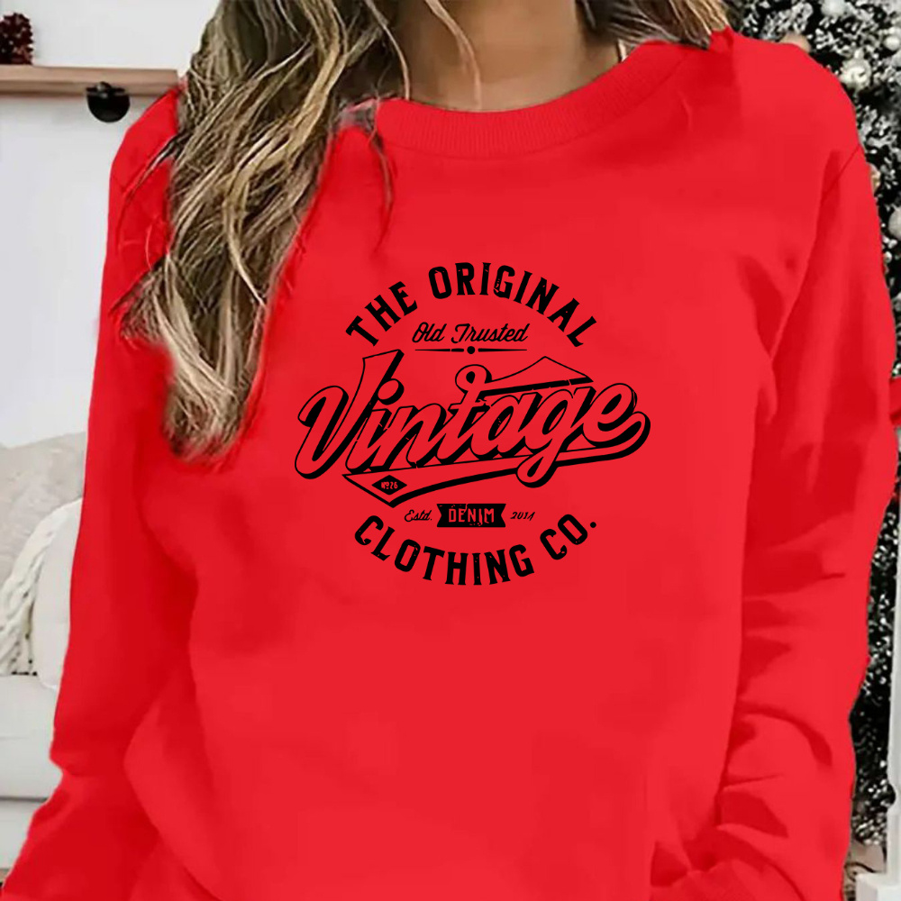 Vintage Letter Print Pullover Sweatshirt, Casual Long Sleeve Crew Neck Sweatshirt For Fall & Spring, Women's Clothing
Vintage Letter Print Pullover Sweatshirt, Casual Long Sleeve Crew Neck Sweatshirt For Fall & Spring, Women's Clothing