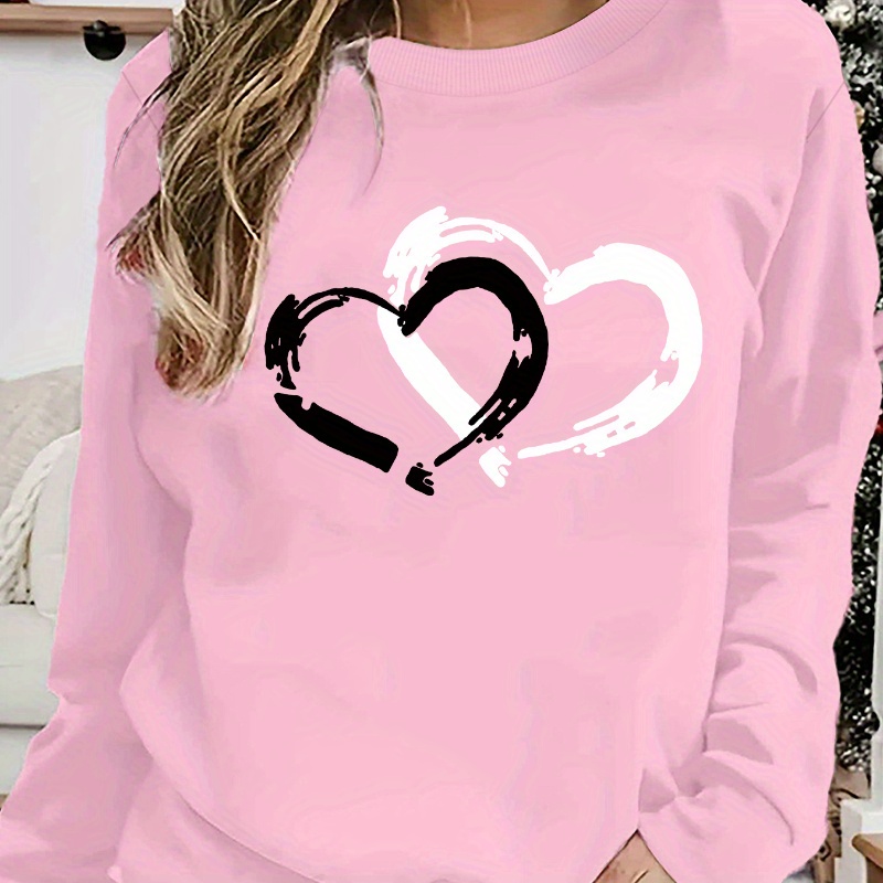 Heart Graphic Print, Crew Neck/ Round Neck Casual Sweatshirt, Long Sleeve Pullover Sweatshirt For Fall & Winter, Women's Clothing
Heart Graphic Print, Crew Neck/ Round Neck Casual Sweatshirt, Long Sleeve Pullover Sweatshirt For Fall & Winter, Women's Clothing