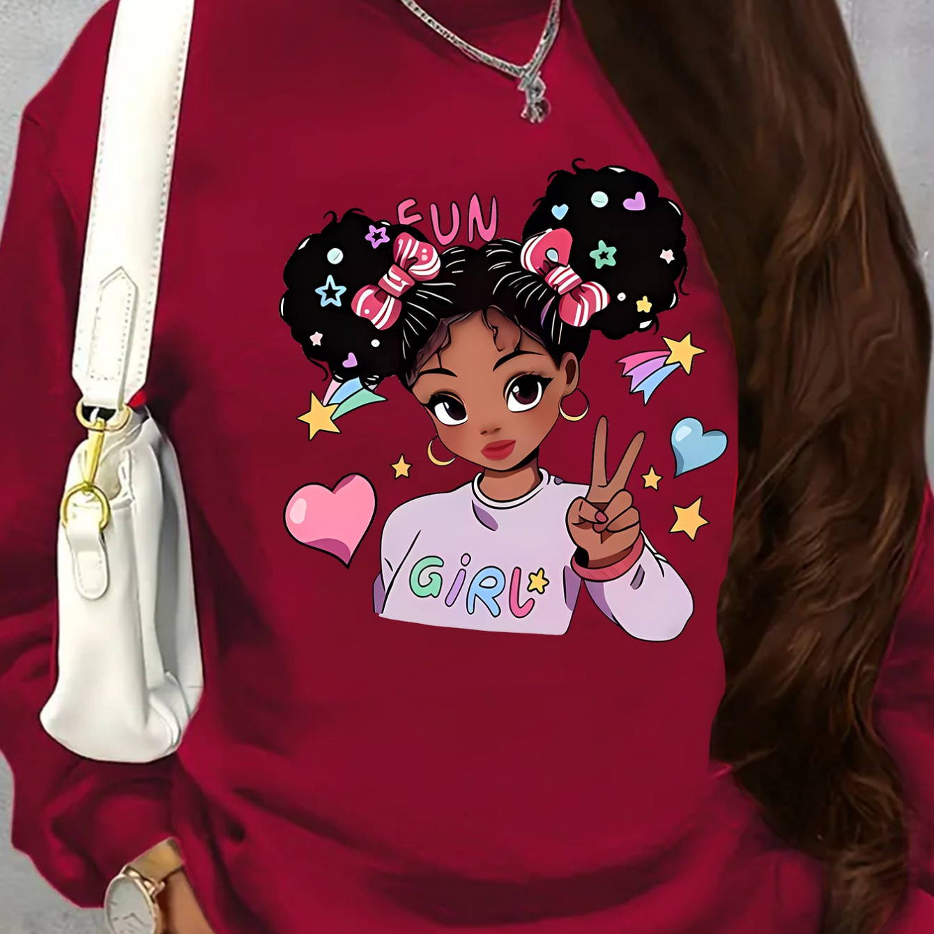 Little Girl Graphic Print, Crew Neck/ Round Neck Casual Sweatshirt, Long Sleeve Pullover Sweatshirt For Fall & Winter, Women's Clothing
Little Girl Graphic Print, Crew Neck/ Round Neck Casual Sweatshirt, Long Sleeve Pullover Sweatshirt For Fall & Winter, Women's Clothing