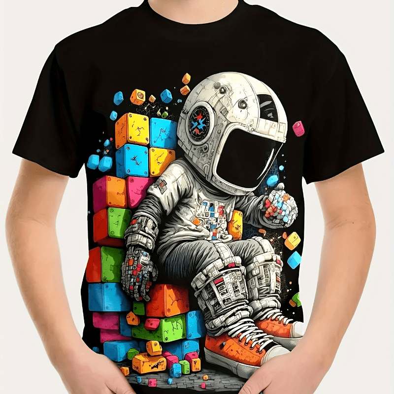 Cartoon Print Boys' T-shirt, Breathable Polyester Fabric, Round Neck, Short Sleeve, Summer Casual Wear For Kids
Cartoon Print Boys' T-shirt, Breathable Polyester Fabric, Round Neck, Short Sleeve, Summer Casual Wear For Kids