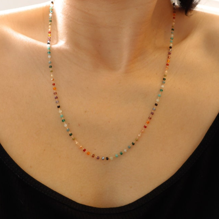 Colorful Natural Stone Beaded Necklace - Adjustable Length Necklace For Women - Vintage Style - Suitable For Daily Wear
Colorful Natural Stone Beaded Necklace - Adjustable Length Necklace For Women - Vintage Style - Suitable For Daily Wear
