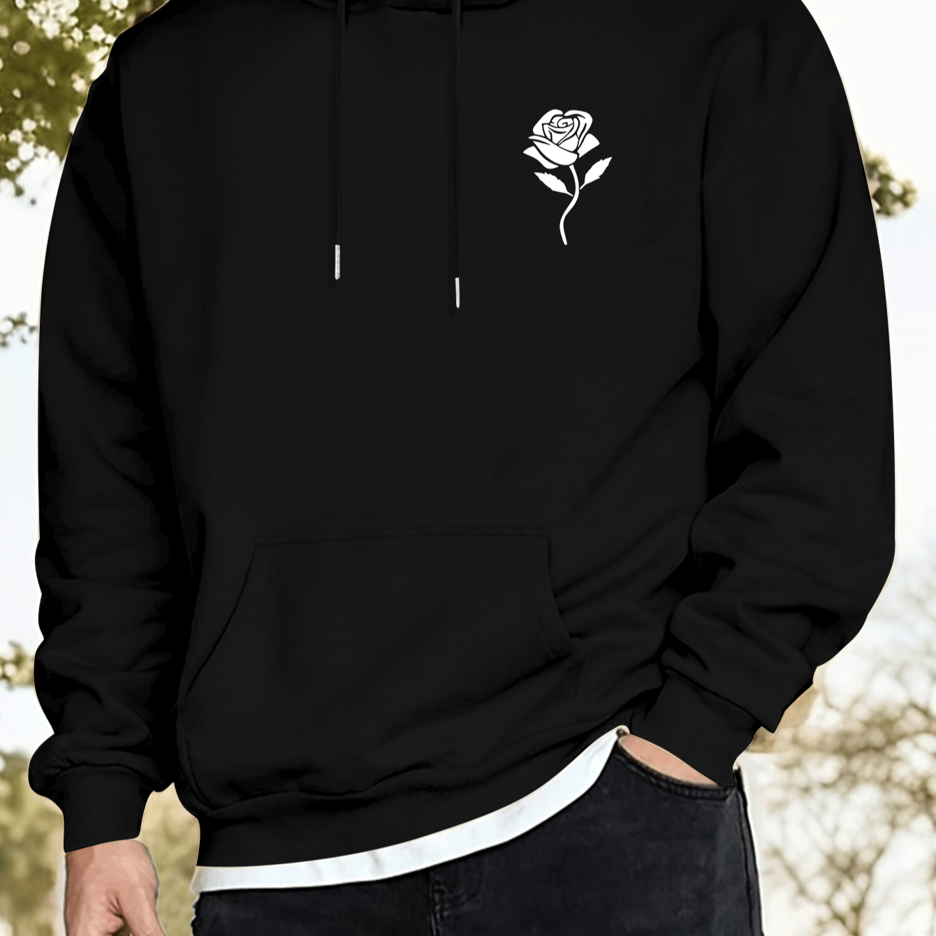 Rose Graphic Print, Men's Stylish & Trendy & Cozy Long Sleeve Hoodie, Versatile Hooded Sweatshirt For Autumn & Winter Daily Wear
Rose Graphic Print, Men's Stylish & Trendy & Cozy Long Sleeve Hoodie, Versatile Hooded Sweatshirt For Autumn & Winter Daily Wear