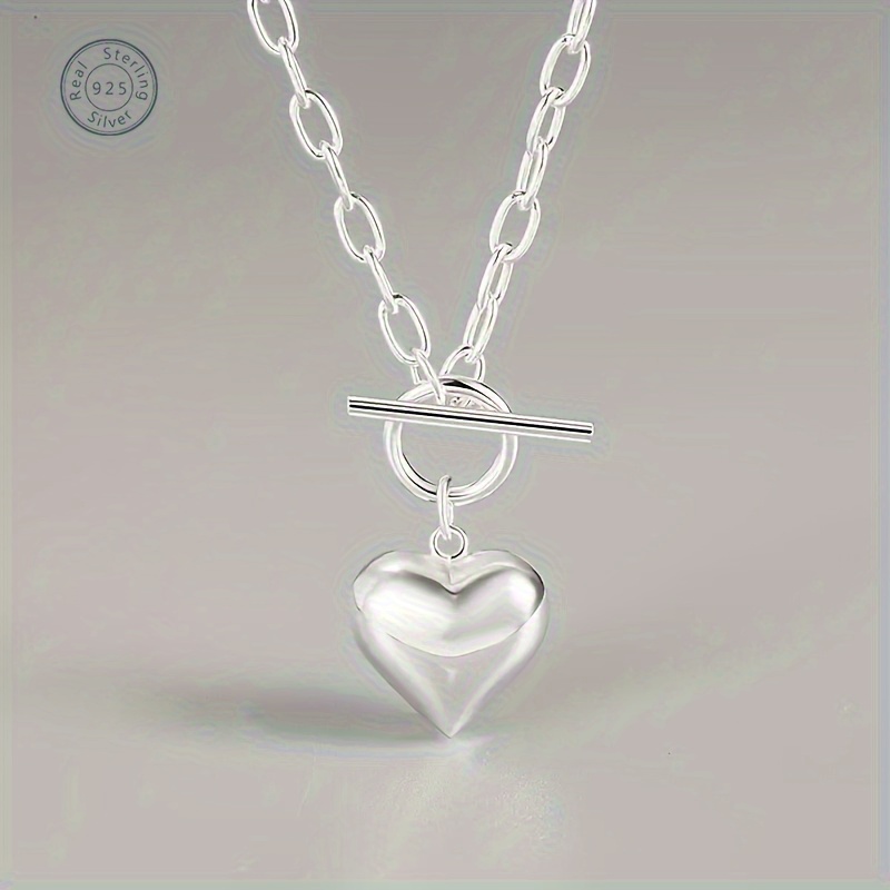 925 Heart Shaped Pendant Necklace, Simple Collarbone Chain Elegant Women's Jewelry With Gift Box
925 Heart Shaped Pendant Necklace, Simple Collarbone Chain Elegant Women's Jewelry With Gift Box