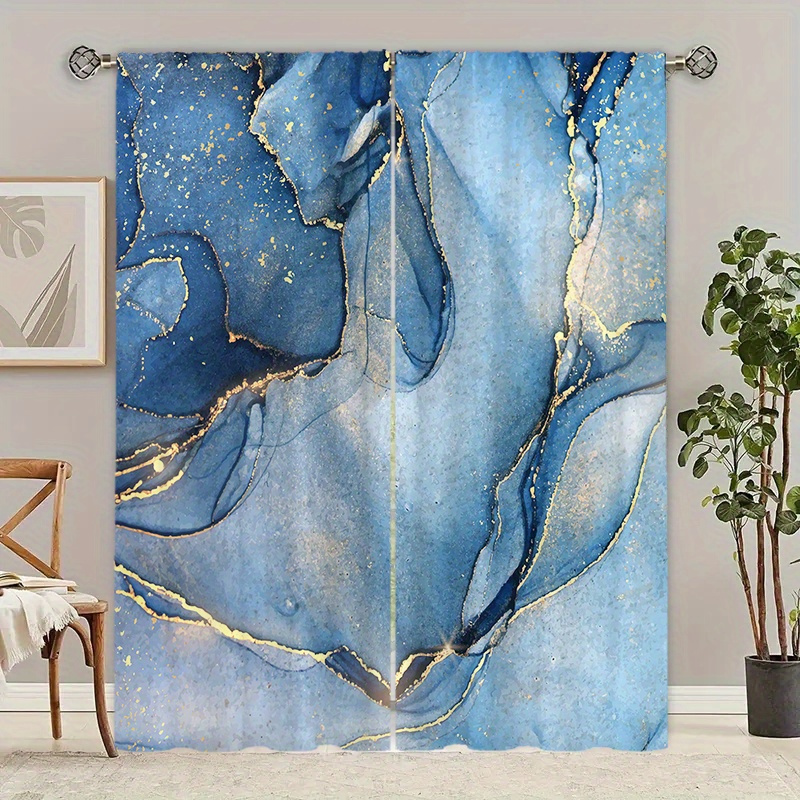 Contemporary Knit Polyester Curtains - 2pcs Set Fashion Print With Blue Room, Machine Washable With Tie Back Accessory
Contemporary Knit Polyester Curtains - 2pcs Set Fashion Print With Blue Room, Machine Washable With Tie Back Accessory