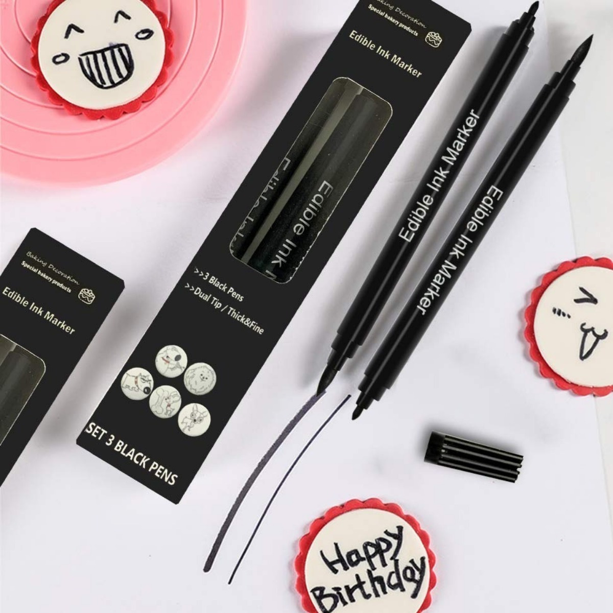 1pc Edible Ink Marker Pen, Dual Tips, Black, For Decorating Fondant, Cakes, Cookies, Frosting, , Baking Tools, Art Supplies
1pc Edible Ink Marker Pen, Dual Tips, Black, For Decorating Fondant, Cakes, Cookies, Frosting, , Baking Tools, Art Supplies