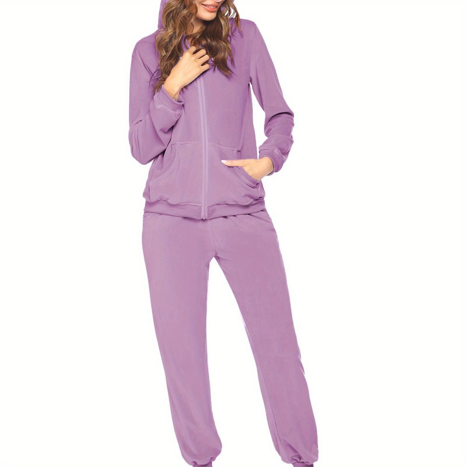 Women's Velvet Pajama Set - Full Zip Hoodie Long Sleeve Coat & Long Pants With Pockets, Spring/fall Solid Color Sleepwear
Women's Velvet Pajama Set - Full Zip Hoodie Long Sleeve Coat & Long Pants With Pockets, Spring/fall Solid Color Sleepwear